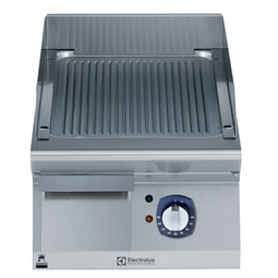 Grilovacia doska EL, 1/2 modul, vrúbkovaná, brúsený chróm, 400 mm