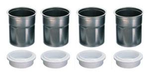 Sada 4 nerezových pacotizačných pohárov s viečkami