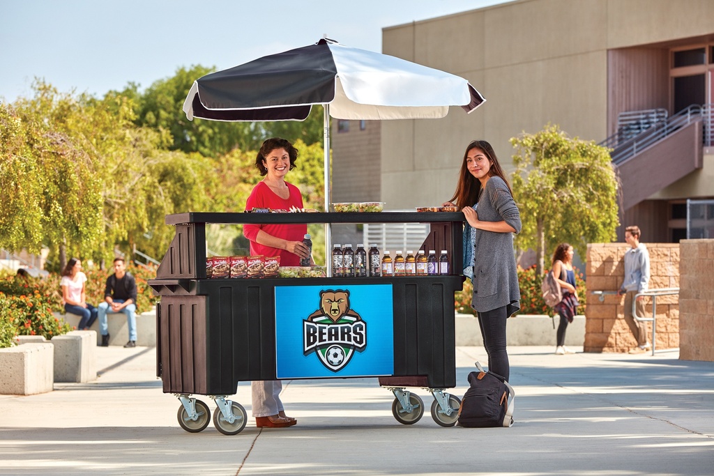 Mobilný stánok 1 x GN1/1+ pracovná plocha s policou a slnečníkom