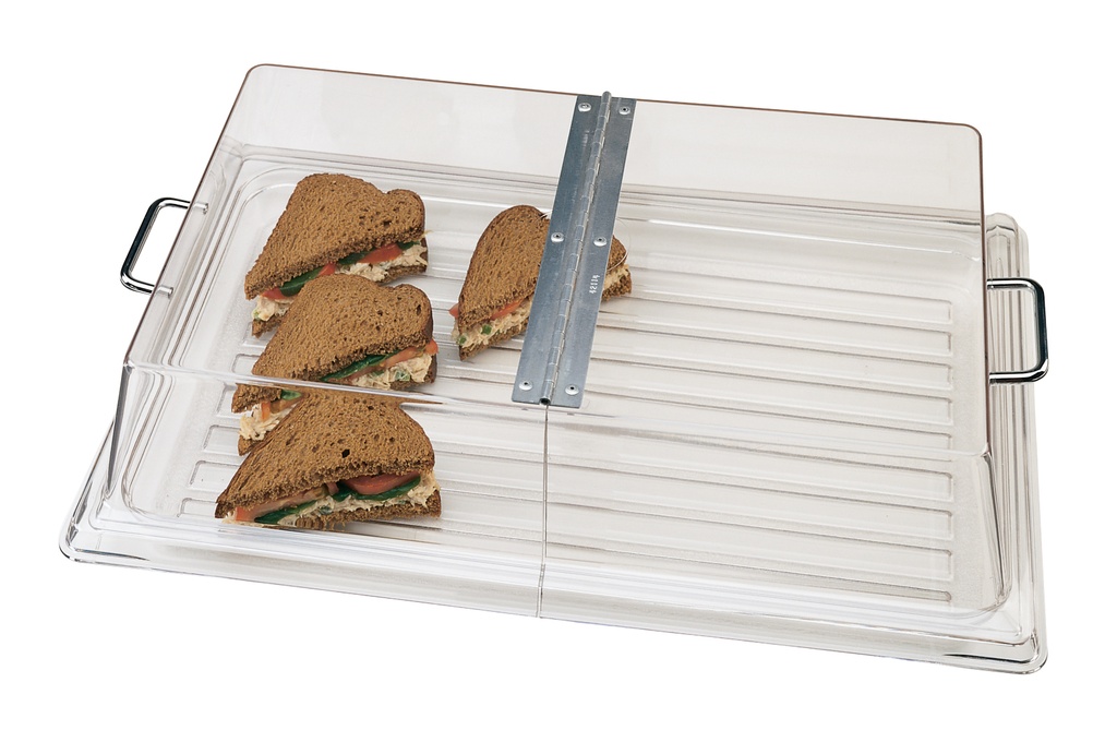 Hranatá pokrievka na tácku - v strede s pántom, PC, 55,6 x 35,9 cm, výška 12,7 cm