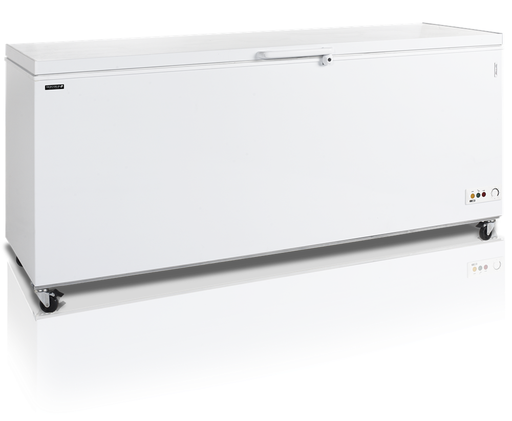 Truhlicová mraziaca skriňa s výklopným vekom, 675 l, biela