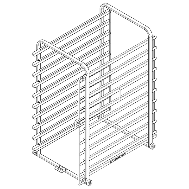 Stojanový vozík typ 10-1/1, 10 zásuvných roštov, rozteč 64 mm