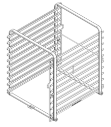 Stojanový vozík typ 10-2/1, 10 zásuvných roštov, rozteč 63 mm