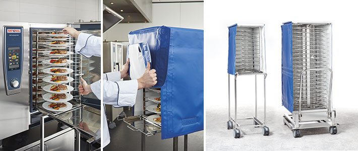 Finishing systém pre bankety typ 10-2/1 (Zavážací vozík na 42 tanierov,tepelný kryt a prepravný vozík)