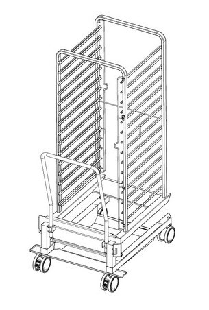 Stojanový vozík typ 20-2/1, 15 zásuvných roštov, rozteč 84 mm