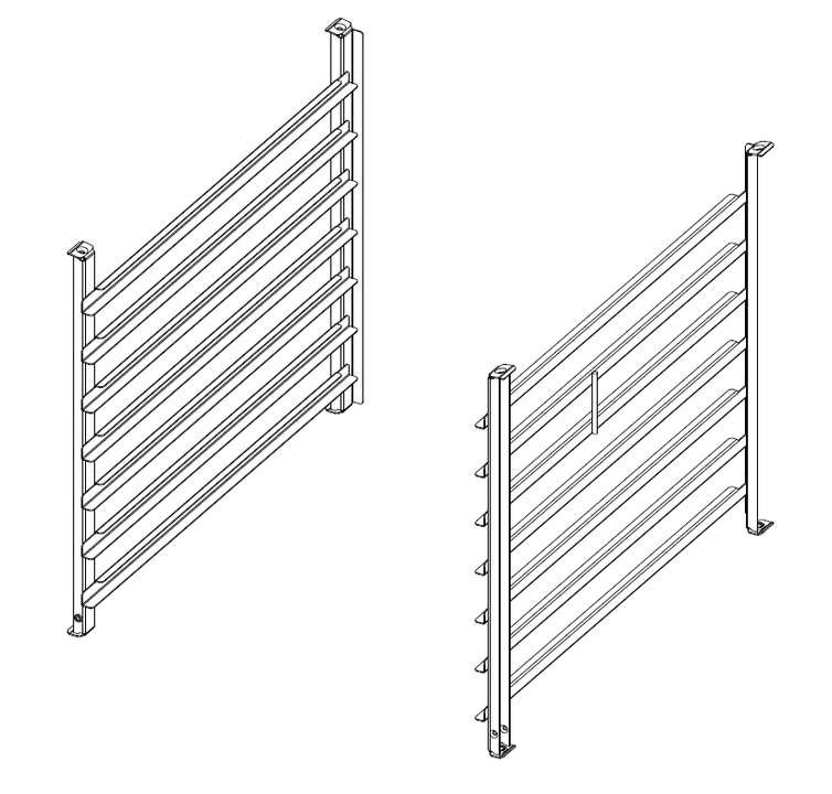 Závesný rám typ 6-2/1, 7 zásuvných roštov bez L lišty, rozteč 65 mm