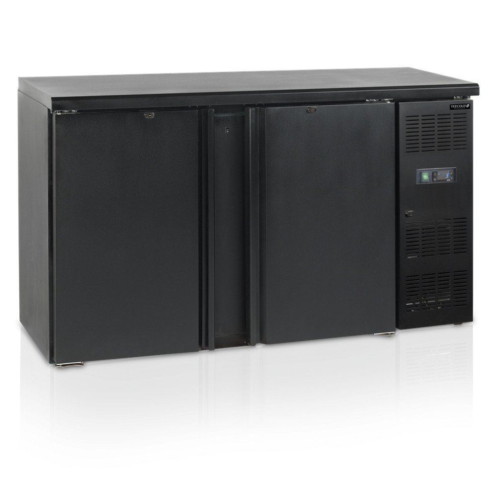 Stôl chladiaci barový, 2 x dvere, čierny, 290 l