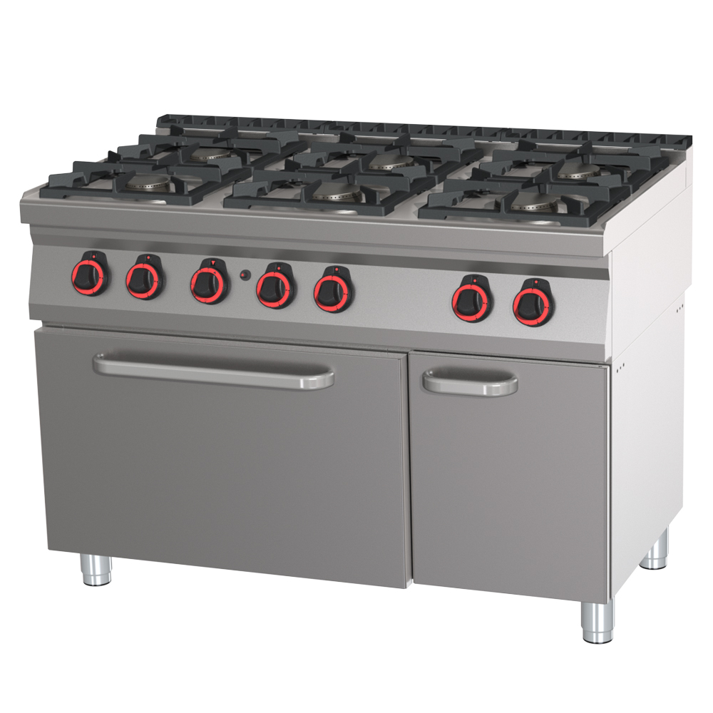 Sporák kombinovaný, skrinka, 6 x horák, 1200/700