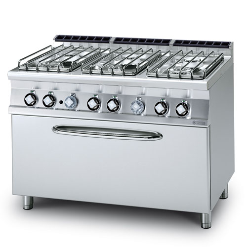 Sporák kombinovaný, rúra 3xGN1/1, 6xhorák, 1200/700,