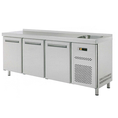 Stôl chladiaci s drezom, 3 x dvere