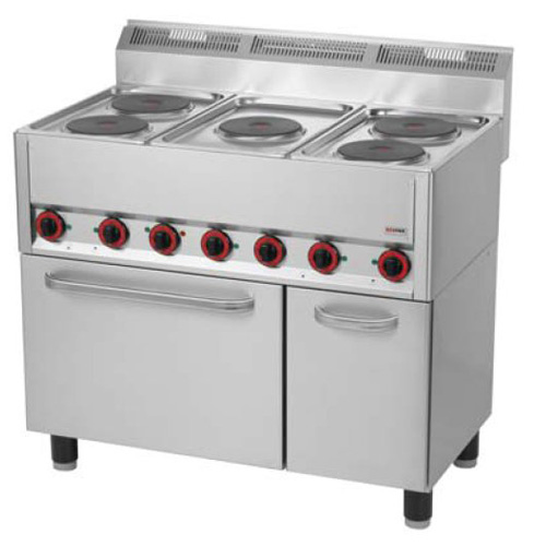 Sporák el. s rúrou, skrinka, 5xplatňa, 990/600