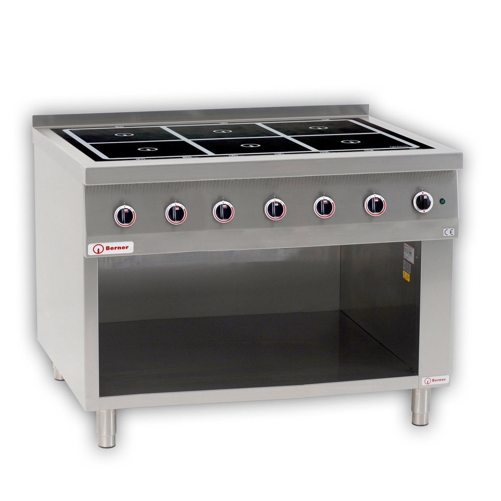 Sporák indukčný s otvorenou podstavbou - 6 zón