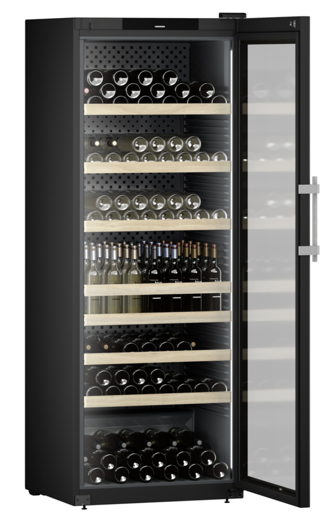 Vinotéka, 1 zóna, 628 l, čierna, presklené dvere, smart