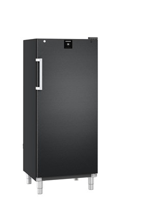 Chladiaca skriňa GN 2/1, plné dvere, čierny nerez/sivá, 571 l