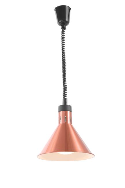Lampa na ohrev jedál – závesná, kužeľová, HENDI, Medená, 230V/250W, ø275x(H)250mm