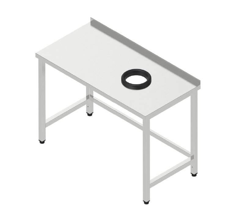 Pracovný stôl s dierou na odpad vpravo