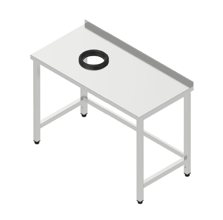 Pracovný stôl s dierou na odpad vľavo