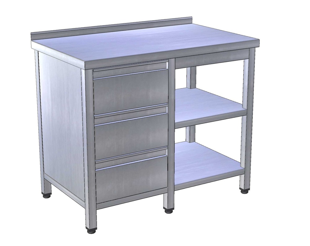 Pracovný stôl so zásuvkami a 2 policami