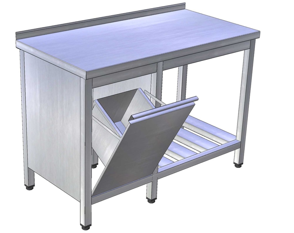 Pracovný stôl s roštovou policou a výklopným košom