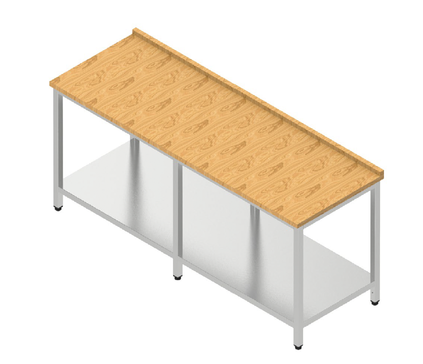 Pracovný stôl veľký s bukovou doskou s policou