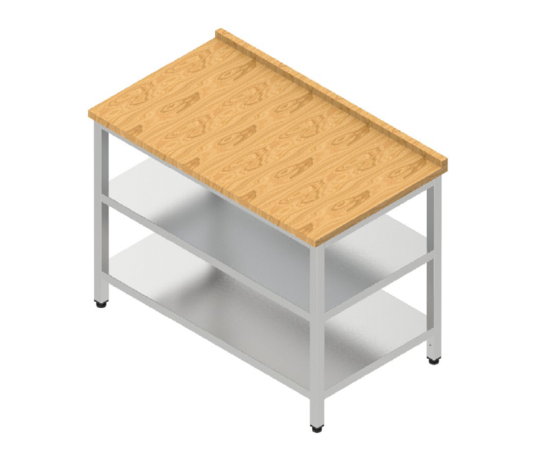 Pracovný stôl s bukovou doskou s 2 policami