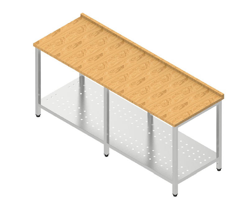 Pracovný stôl veľký s bukovou doskou a dierovanou policou