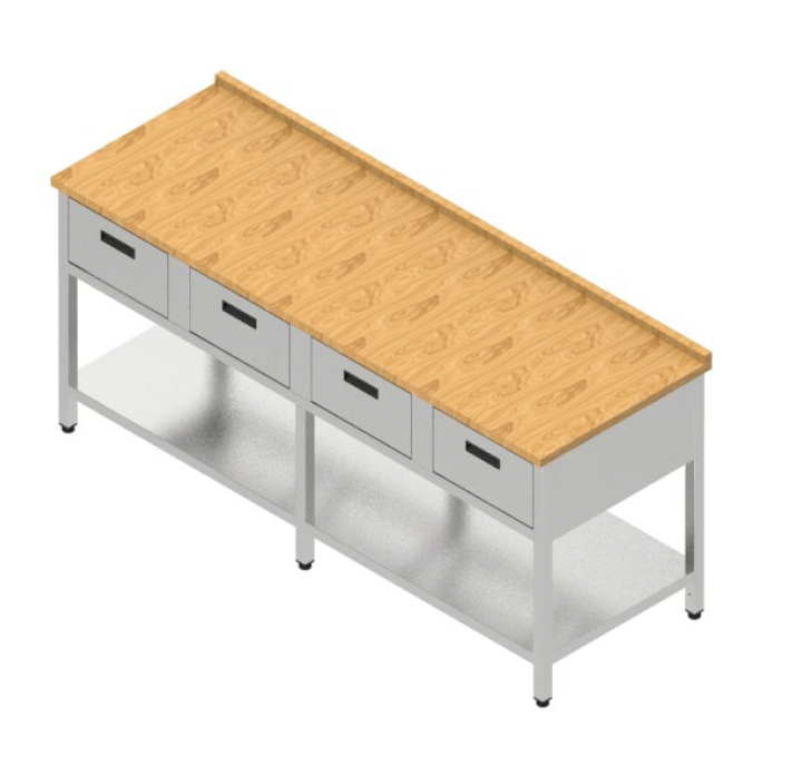 Pracovný stôl štvorzásuvkový s bukovou doskou