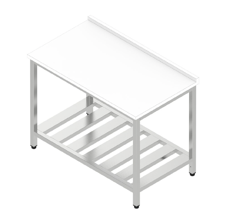 Pracovný stôl s plastovou doskou, s roštom