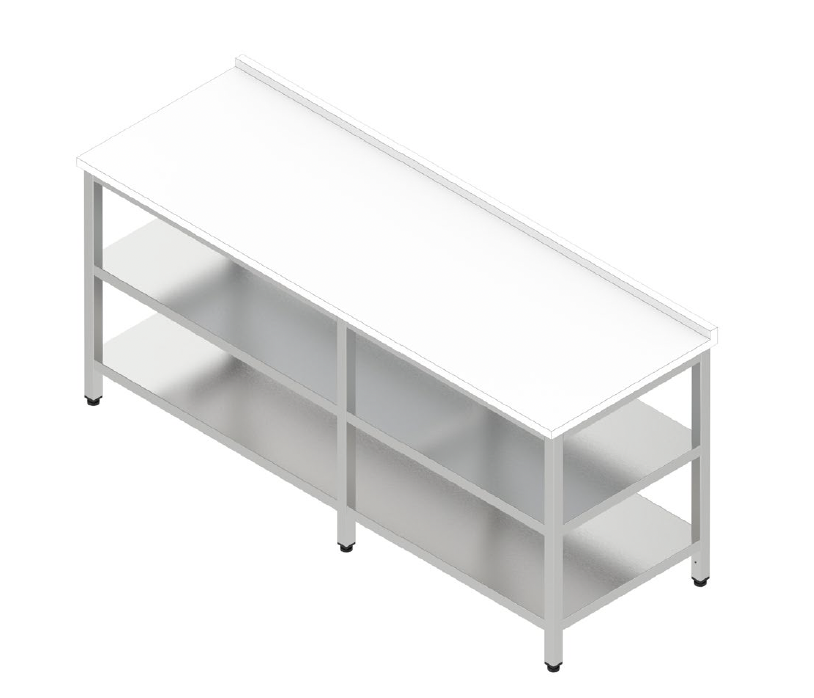 Pracovný stôl veľký s plastovou doskou a 2 policami