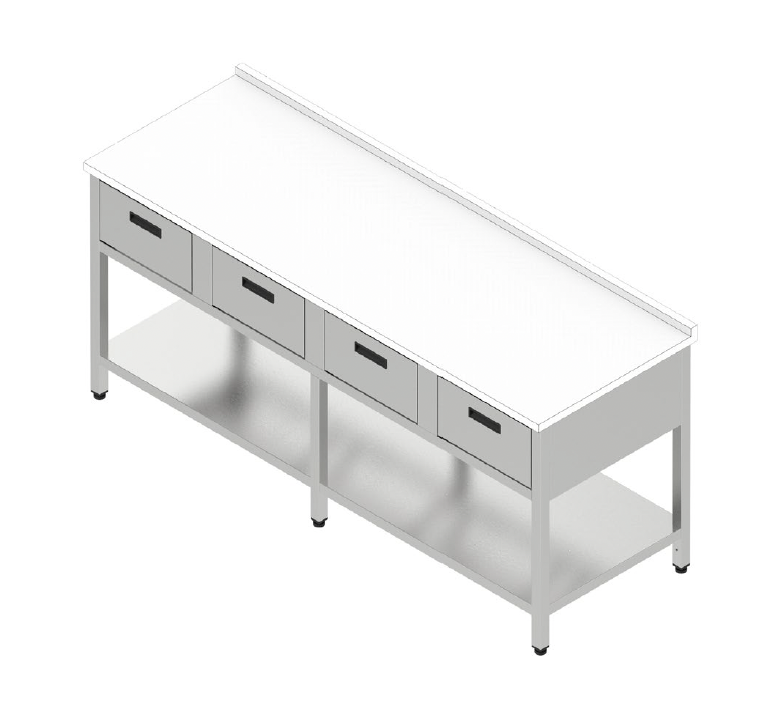 Pracovný stôl štvorzásuvkový s plastovou doskou