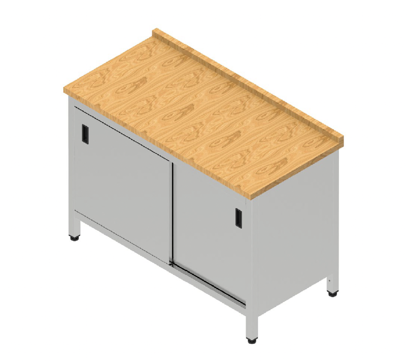 Pracovná skriňa s posuvnými dverami s bukovou doskou