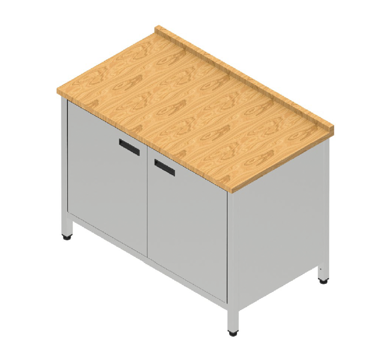 Pracovná skriňa s krídlovými dverami a bukovou doskou