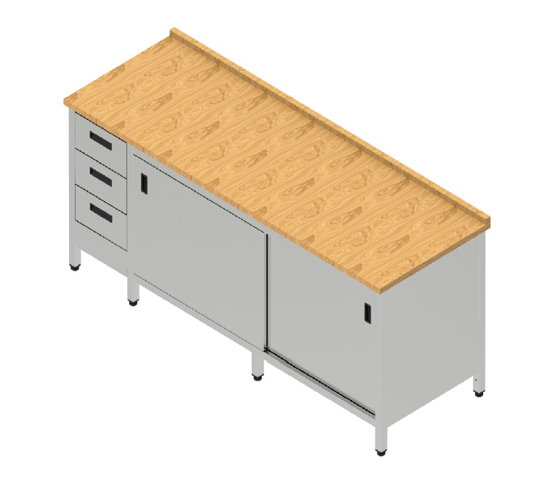 Pracovná skriňa veľká s posuvnými dverami a bukovou doskou