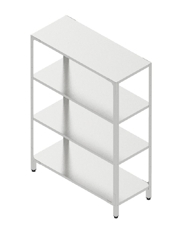 Regál so 4 plnými policami montovateľný