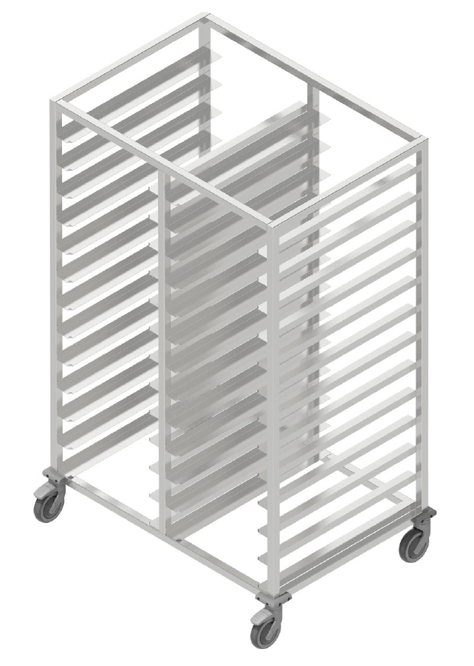 Regál na tácky, pojazdný - dvojradový