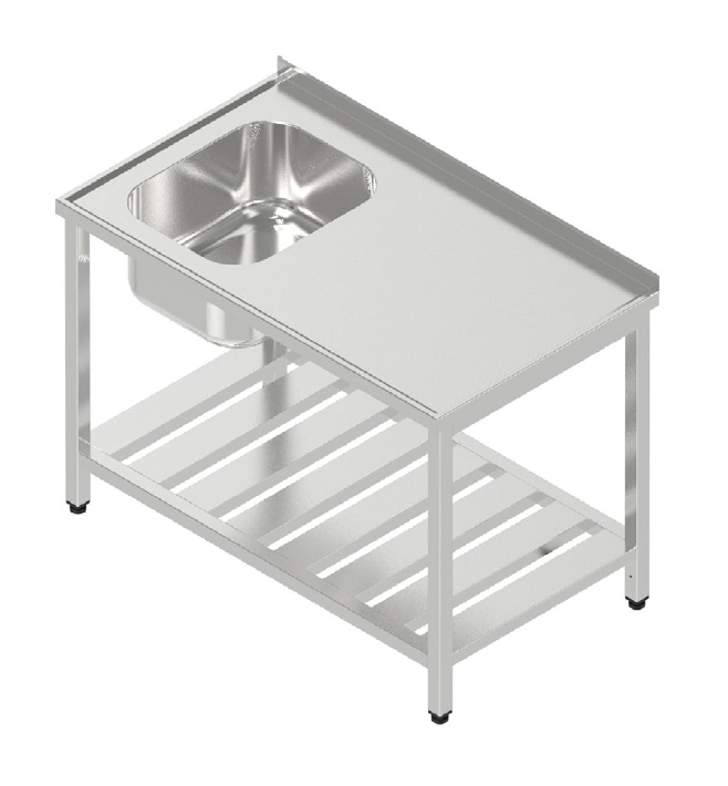 Umývací stôl jednodrez krytovaný s roštovou policou