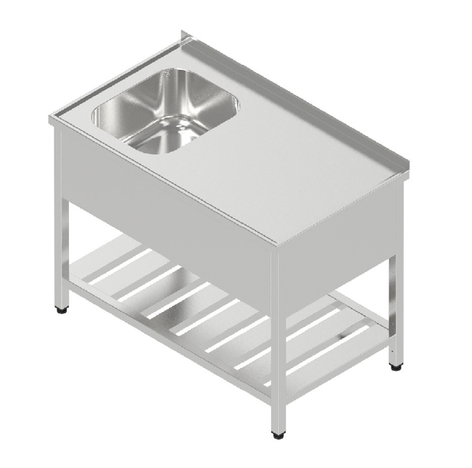 Umývací stôl jednodrez krytovaný s roštovou policou