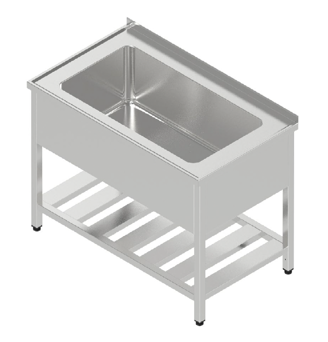 Umývací stôl - lisovaná jednovaňa s roštovou policou