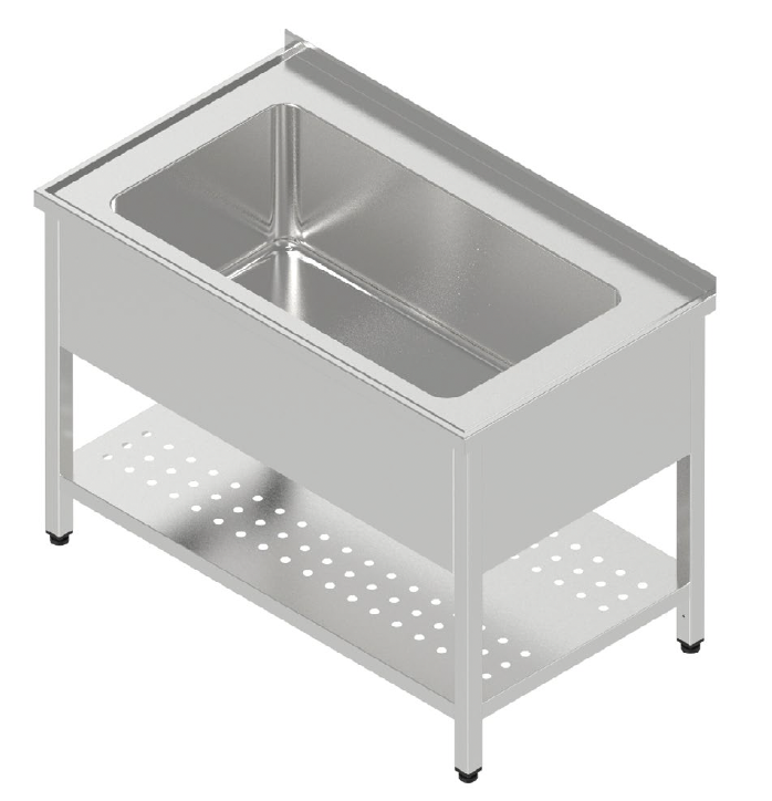 Umývací stôl - lisovaná jednovaňa s dierovanou policou