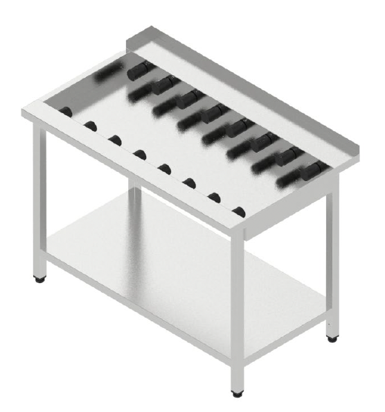 Výstupný stôl valčekový s policou - hlboká vaňa