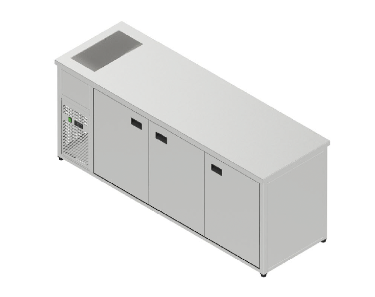 Chladiaci stôl nápojový s chladiacou vaňou - 3 dvere