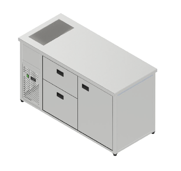 Chladiaci stôl nápojový s chladiacou vaňou - 2 zásuvky, 1 dvere