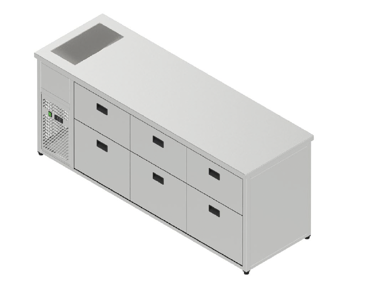 Chladiaci stôl nápojový s chladiacou vaňou - 6 zásuviek