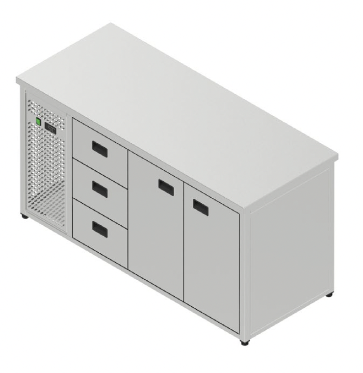 Chladiaci stôl pre GN - 3 zásuvky, 2 dvere