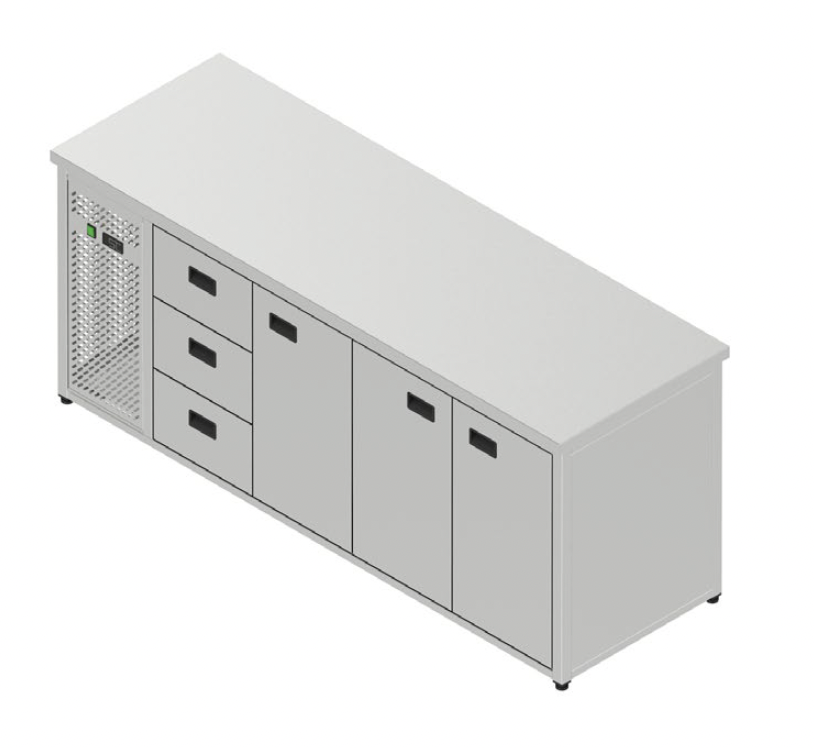 Chladiaci stôl pre GN - 3 zásuvky, 3 dvere