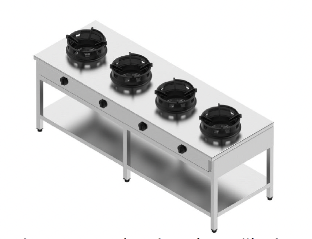 Plynový sporák - 4 horáky - 4x13 kW, V 850 mm