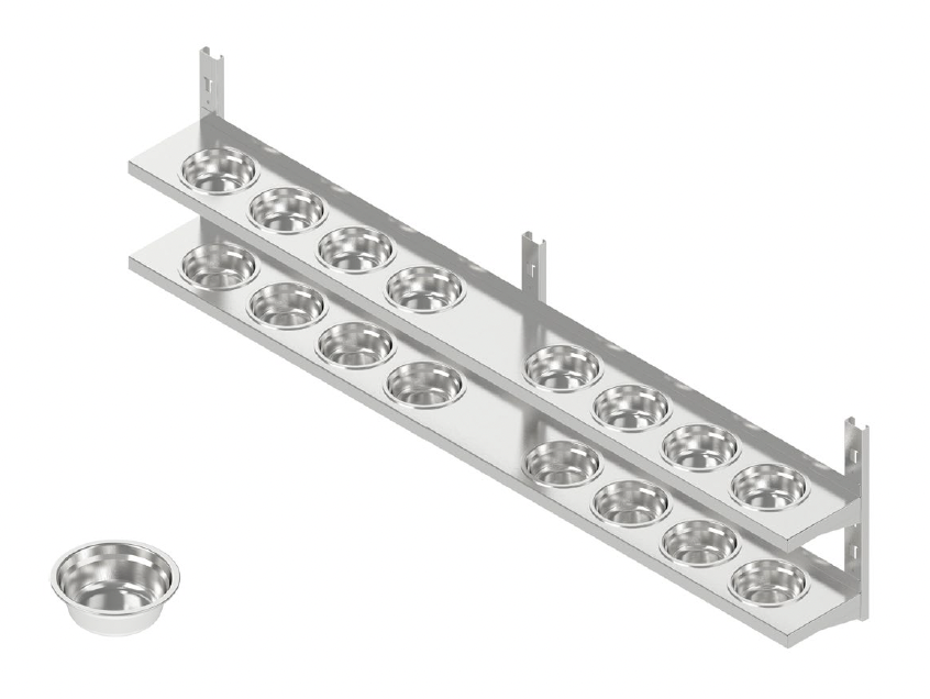 Nástenná polica na kruhové koreničky - dvojitá