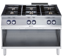 [371179] Sporák plynový, 6 horákov (6x5.5kW), na otvorenej podstavbe, 1 + 1/2 modul - š. 1200mm