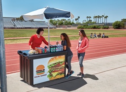 Mobilný stánok 1 x GN1/1 s policou a slnečníkom