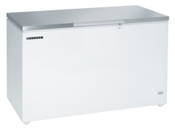 [EFL 4656] Truhlicová mraznička so statickým chladením, 404 l, biela, nerezový zdvíhací kryt